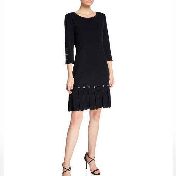 “MISOOK” Grommet Trim & Pleated Hem Dress